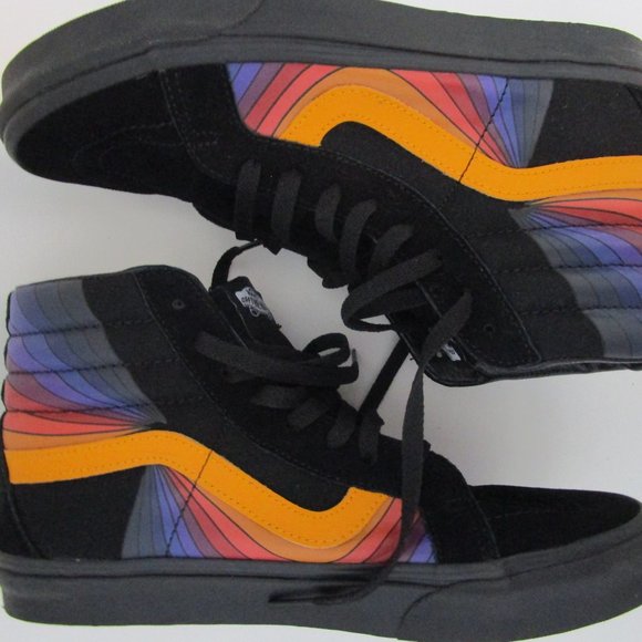 10M Womens Reissue Black Multi Suede Leather Hi Top Tennis Shoes SK8 Refract - Picture 9 of 10